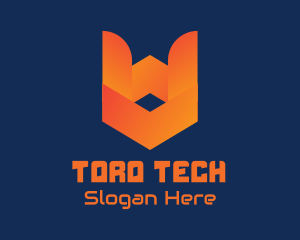 Orange Tech Shield  logo design