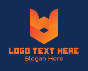 Online Protection - Orange Tech Shield logo design