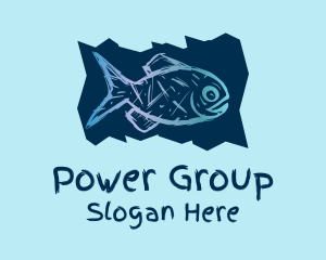 Marine - Blue Fish Drawing logo design