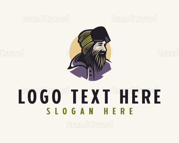 Bearded Man Skier Logo