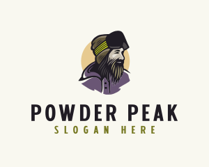 Snowboarder - Bearded Man Skier logo design