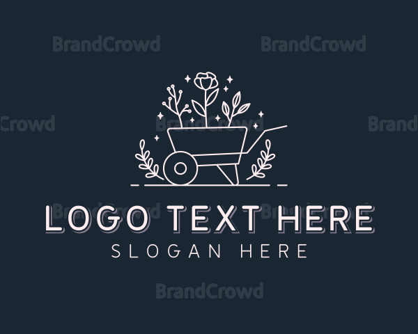 Wheelbarrow Floral Gardener Logo