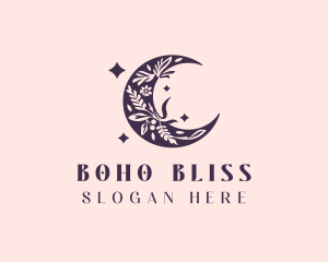 Boho Floral Moon logo design