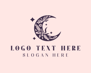 Holistic - Boho Floral Moon logo design