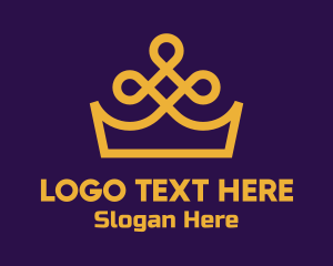 Sleek - Gold Monoline Cross Crown logo design