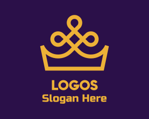 Kingdom - Gold Monoline Cross Crown logo design