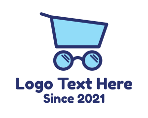 Grocery Shopping - Glasses Push Cart logo design
