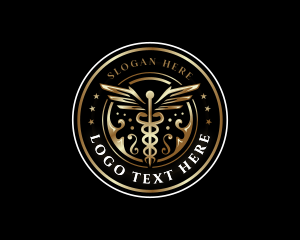 Luxury - Caduceus Wings Wellness logo design