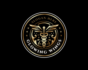 Caduceus Wings Wellness logo design