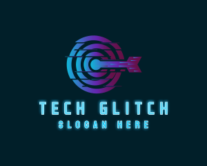 Glitch Arrow Target logo design