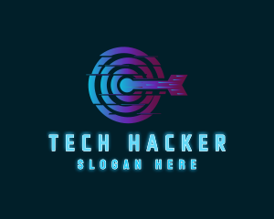 Hacking - Glitch Arrow Target logo design