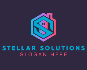 Hexagon Real Estate Letter S logo design