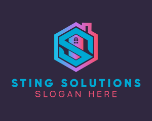 Hexagon Real Estate Letter S logo design