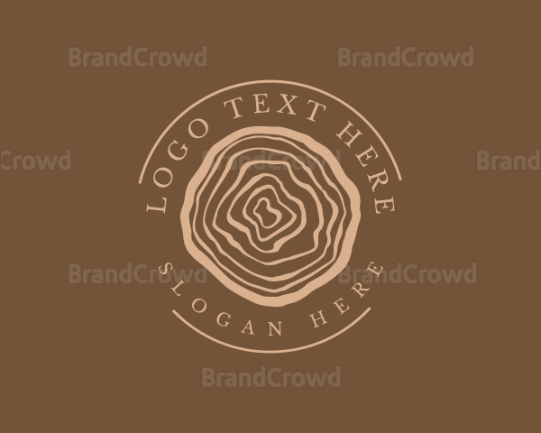 Lumber Log Woodcut Circle Logo