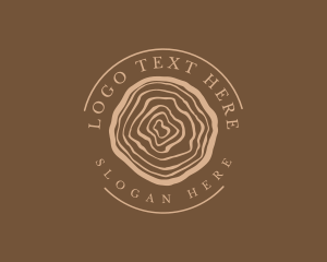 Lumber Log Woodcut Circle Logo