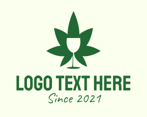 Cannabis Leaf - Cannabis Wine Glass logo design