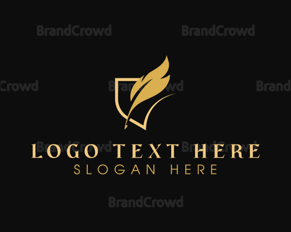 Gold Writing Quill Logo