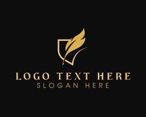 Writing - Gold Writing Quill logo design