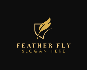 Gold Writing Quill logo design