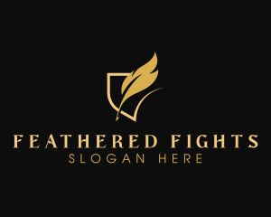 Gold Writing Quill logo design