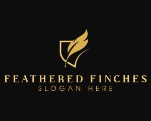 Gold Writing Quill logo design