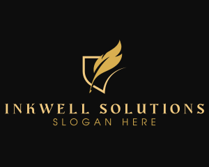 Writing - Gold Writing Quill logo design