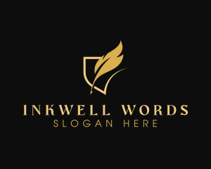 Writing - Gold Writing Quill logo design