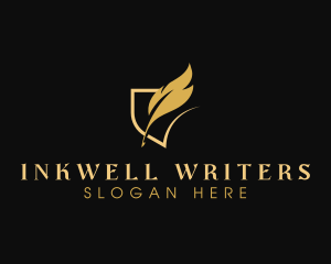 Writing - Gold Writing Quill logo design