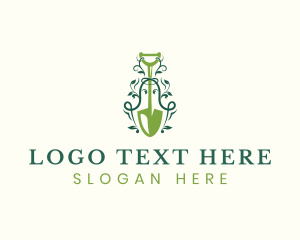 Shovel Gardening Plant Logo