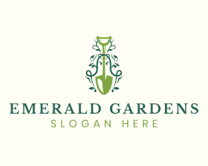 Shovel Gardening Plant logo design