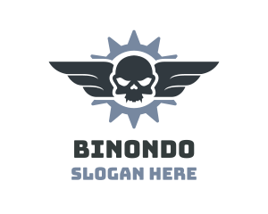 Skeleton - Skull Wings Biker Club logo design