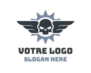 Skeleton - Skull Wings Biker Club logo design