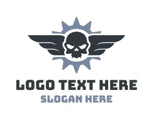 Horror - Skull Wings Biker Club logo design