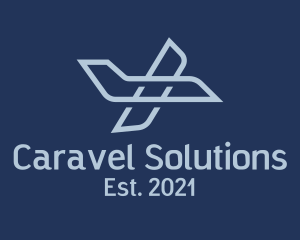 Caravel - Blue Aviation Plane logo design