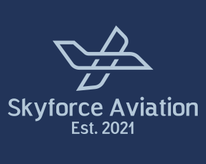 Blue Aviation Plane logo design