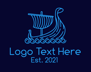 Ancient - Monoline Viking Ship logo design