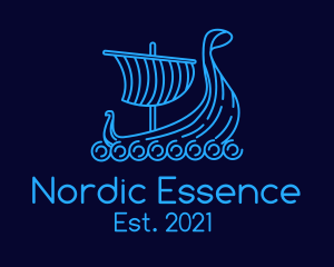 Nordic - Monoline Viking Ship logo design