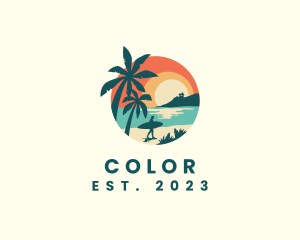 Tropical - Summer Sunset Island logo design