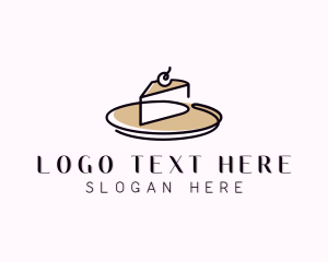 Flan - Cake Slice Dessert logo design