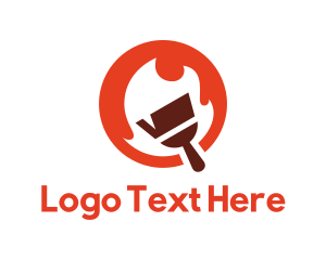 Cleaner - Orange Fire Paintbrush logo design