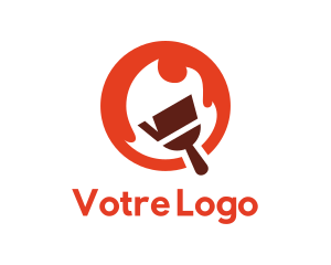 Cleaning - Orange Fire Paintbrush logo design