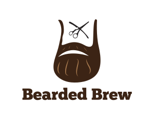 Hipster Man Beard Barber logo design