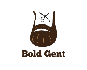 Hipster Man Beard Barber logo design