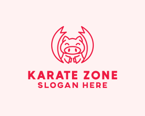 Karate - Pig Martial Arts logo design
