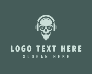 Broadcast - Skull Beard Musician logo design