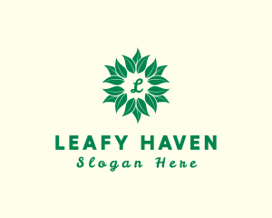 Leafy Plant Flower logo design