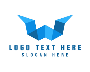 Octagon - Blue Polygon W logo design