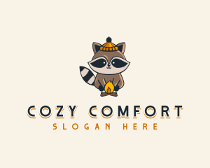 Cozy Racoon Campfire logo design