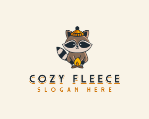 Cozy Racoon Campfire logo design