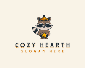 Cozy Racoon Campfire logo design